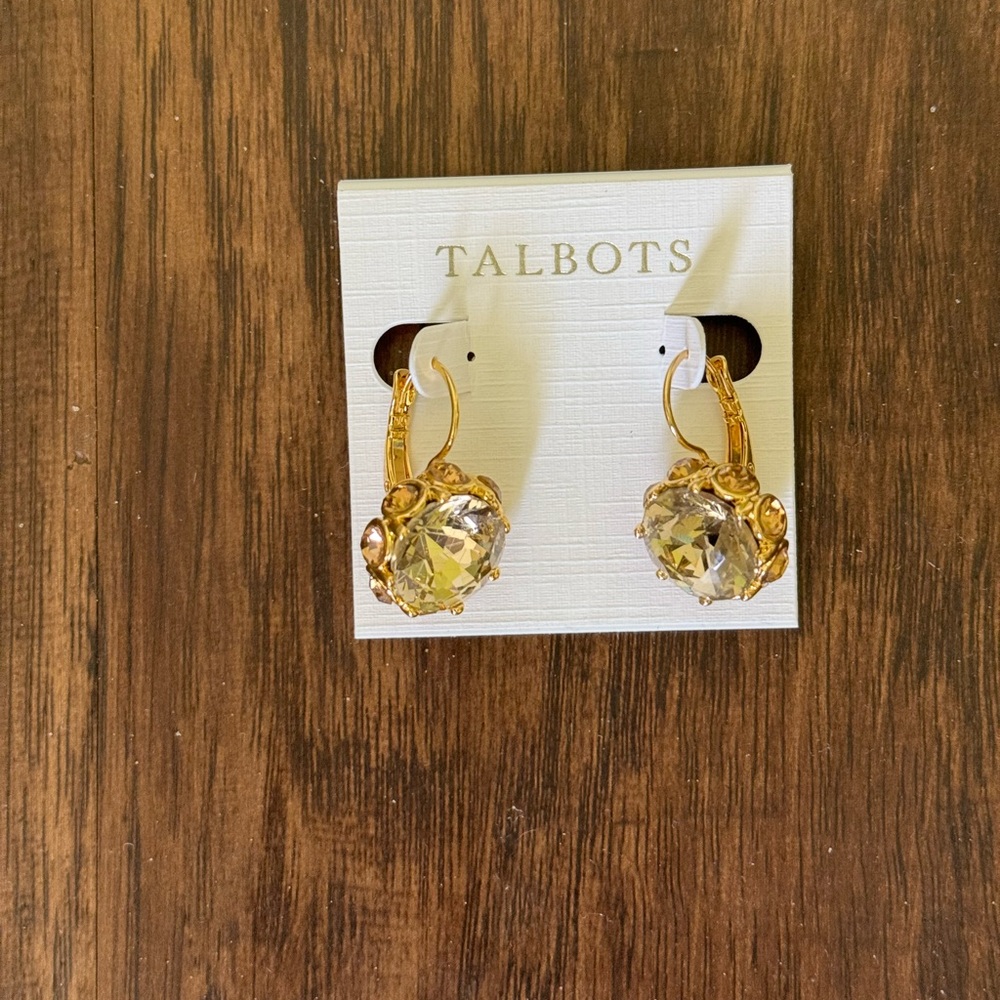 Talbots encrusted Bezel drop earring size 1.1/8” - Picture 10 of 10